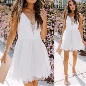 NWT VICI All About You Lace Babydoll Tulle Dress - White - Medium